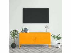 Meuble tv | banc tv armoire de rangement jaune moutarde 105x35x50 cm acier meuble pro frco57075