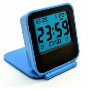 Mini petits réveils de voyage numériques avec veilleuse lcd, horloge de voyage à piles, mini horloge de température de poche pliable portable pour