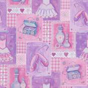 Papier Peint Au Paradis des Petites Filles - Violet - 10 m x 0,53 m