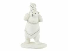 Paris prix - statuette déco "ours polaire ourson" 31cm blanc