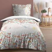 Parure de lit au look floral - Multicolore - 140 x 200 cm