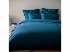 Parure de lit brodée en percale de coton bio, douce nuit 260x240 cm