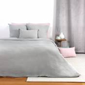 Parure de lit en double gaze de coton - Gris - 240 x 220 cm