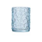 Porte Brosse à dent Vetro, Gobelet salle de bain en verre à relief, Verre, 7,5x10x7,5 cm, bleu transparent - Wenko