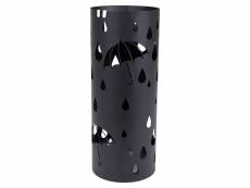 Porte parapluies en métal rond noir avec un plateau et crochets luc23b songmics® 49 cm x Ø 19,5 cm