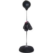 Punching ball sur pied réglable en hauteur 126-144 cm avec gants, pompe et base de lestage noir - Noir
