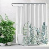 Rideau de douche extra large pour baignoire sur pattes, 72 x 72, rideau de douche en feuilles de plantes vertes, aquarelle, feuille d'eucalyptus,
