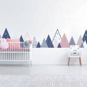 Stickers muraux enfants - Décoration chambre bébé - Autocollant Sticker mural géant enfant montagnes scandinaves arika - 90x155cm - multicolore