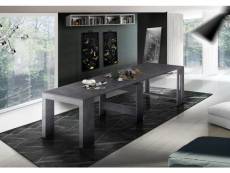 Table à manger moderne, made in italy, console extensible jusqu'à 12 places, avec support d'extension, 51x90h77 cm (jusqu'à 300 cm), couleur gris ardo