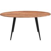 Table à manger ovale en bois massif et métal noir