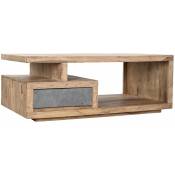 Table basse en bois de sheesham coloris naturel / gris - longueur 118 x profondeur 70 x hauteur 45 cm Pegane