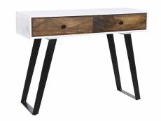 Table console en bois de manguier et métal noir -