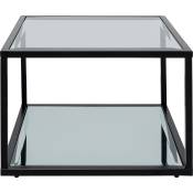 Table d'appoint carrée en acier noir et verre