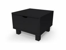 Table de chevet bois cube + tiroir noir CHEVCUB-N