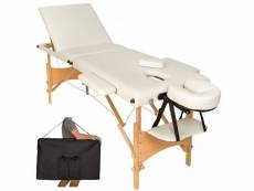 Table de massage 3 zones avec sac de transport crème