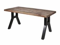 Table de repas 180 cm industrielle bois massif et pieds