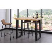 Table haute en bois coloris chêne nordique / pieds noir - Longueur 120 x profondeur 70 x Hauteur 100 cm Pegane