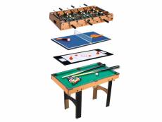 Table multi jeux 4 en 1 babyfoot billard air hockey ping-pong avec accessoires mdf bois 87 x 43 x 73 cm