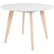 Table scandinave ronde blanc et bois D100 cm leena