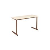 Table scolaire biplace L 130 x P 50 cm brun - Maxiburo