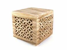 Tabouret table d'appoint cube bois table de chevet