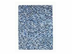 Tapis 120x180 coton bleu design géométrique patchwork