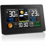 Thermometre de Station Meteo Horloge de Table avec temperature et humidite avec Fonction dst Alarme de repetition pour interieur et exterieur