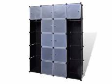 Vidaxl armoire modulaire 14 compartiments noir et blanc 37x146x180,5cm 240499