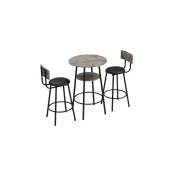 Yozhiqu - Ensemble table et chaises de bar, 1 table de bar et 2 chaises de bar, chaise longue avec quatre pieds en métal, table de salle à manger