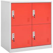 Armoire à casiers Gris clair et rouge 90x45x92,5 cm
