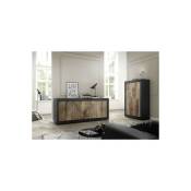 Azura Home Design - Buffet basic 4 portes noir mat/pero 207 cm