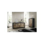 Azura Home Design - Buffet basic 4 portes noir mat/pero