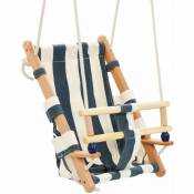 Balançoire pour bébé avec ceinture de sécurité Coton Bois Bleu - Inlife