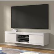 Bim Furniture - Net meuble tv suspendu au mur ou au sol cm 180 x 40 x 46 cm façades blanc brillant structure blanc mat - Bim Supplies