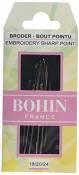 Bohin Tissus Broderie/Toile, Aiguille, en métal, Argent, Lot de 6