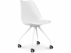 Chaise de bureau à roulettes - chaise de bureau blanche - canva blanc