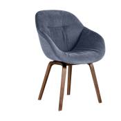 Chaise en tissu linara 198 bleu avec structure en bois
