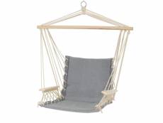 Chaise suspendue grise avec coussin d'assise, en coton et bois dur, chargeable jusqu'à 120kg 300001284