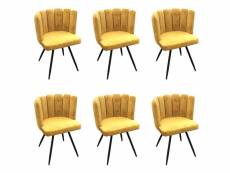 Charlotte - lot de 6 chaises velours jaune