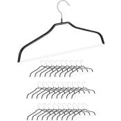 Cintre antidérapant, lot de 30, revêtement caoutchouc, cintres métal chemises, 42 cm, noir