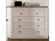 Commode, meuble de rangement coloris pin andersen, pin gris - longueur 103 x profondeur 45 x hauteur 85 cm