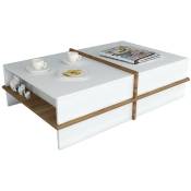 Cotecosy - Table basse Kumori 90x60cm Bois clair et Blanc - Bois / Blanc