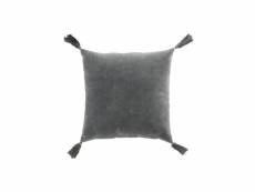 Coussin floches coton gris - l 45 x l 45 x h 2,5 cm