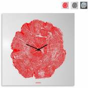 Designobject - Horloge murale carrée design minimaliste moderne Tree of Life | Rouge