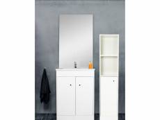 Ensemble meuble sous vasque avec miroir intégré 60 cm blanc + colonne - maji - l 60 x l 46.5 x h 187 cm