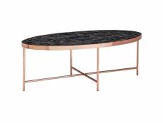 Finebuy black - ovale 110 x 56 cm avec cadre en métal cuivré | grande table de salon | table de salon