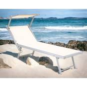 Garden Deluxe Collection - Couvre de la plage de mer avec toit pliant en aluminium Sundessole Rimini blanc