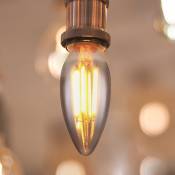 Globo - Source lumineuse ampoule led couleur fumée lampe en verre en forme de bougie moderne, 1x douille led E14 6 watts 380 lumens 1800 Kelvin blanc