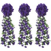 Guirlandes de fleurs artificielles 3 pcs violet foncé