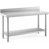 Helloshop26 - Table de travail acier inoxydable plan de travail en inox plan de travail professionnel table de travail cuisine adossée dosseret 150 x